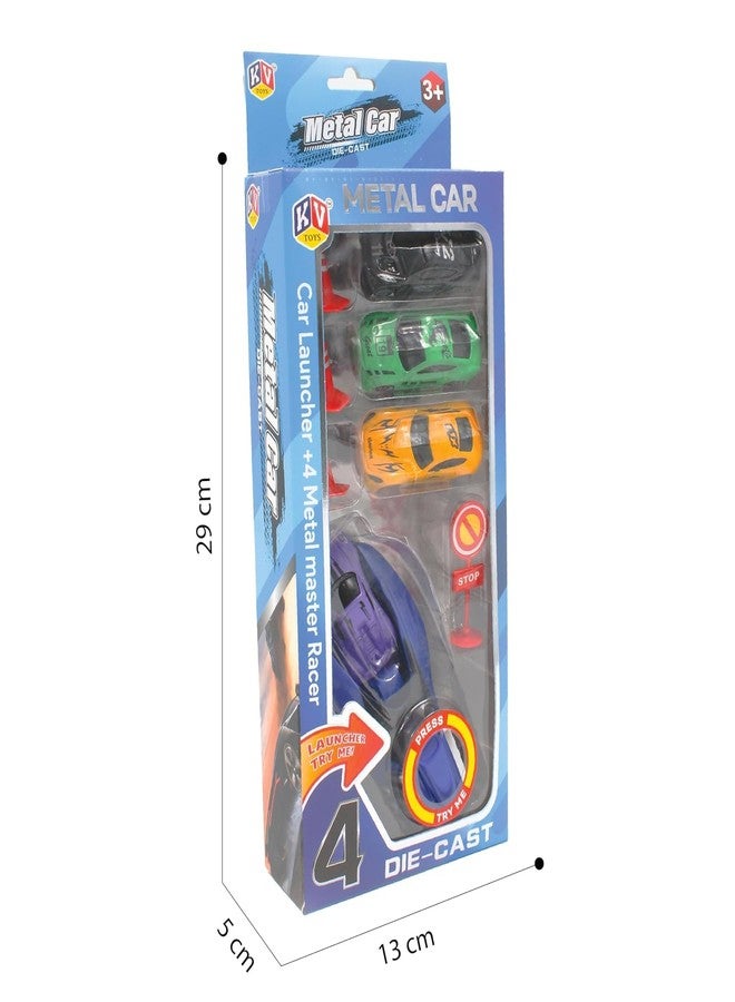 سكاي تيك مجموعة سيارات سكاي تك® رابيد لانشر عالية السرعة | مجموعة سيارات معدنية مصبوبة من 4 قطع للأطفال | مع قاذفة عالية السرعة | تتضمن 3 حواجز طريق وقطعة إيقاف واحدة | مثالية للأطفال من عمر 3 سنوات فما فوق - Image 2